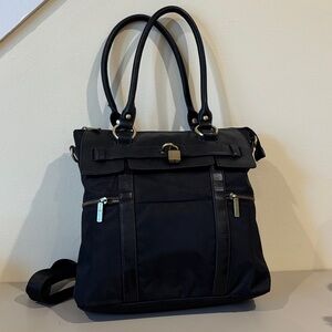 Newlie Louise Diaper Bag, leather handles and backpack straps, gold hardware